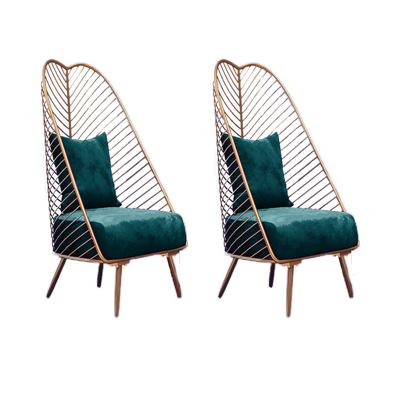 Glam Style Armless with Pillow Back Cushioned Metal Base Accent Chair