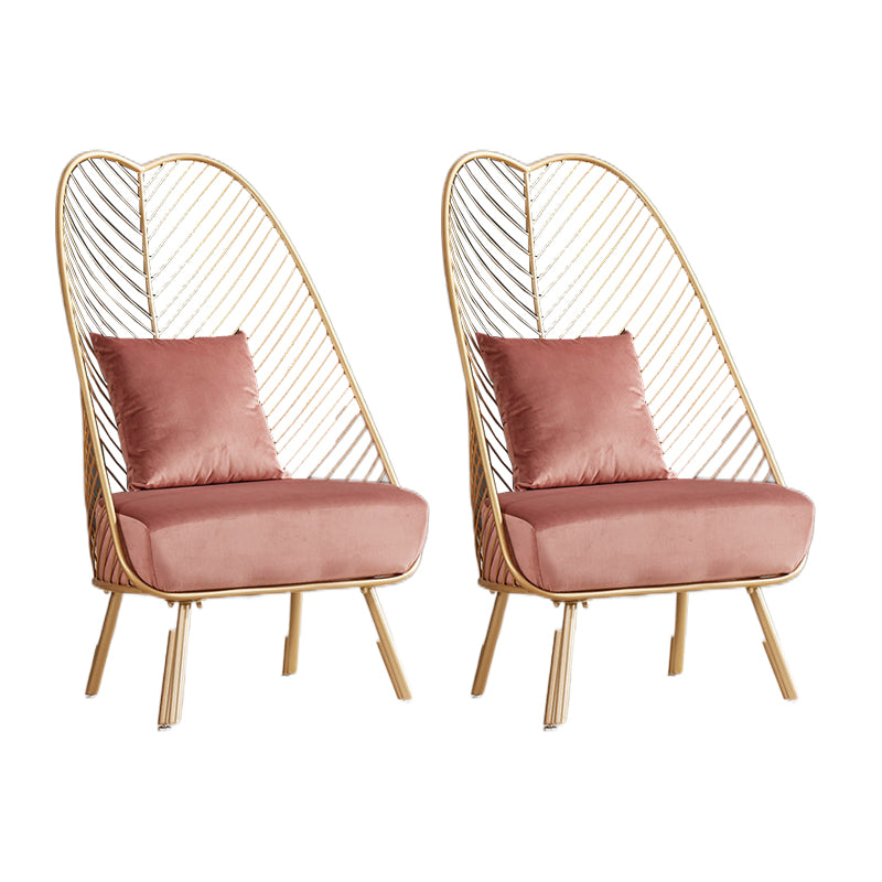 Glam Style Armless with Pillow Back Cushioned Metal Base Accent Chair