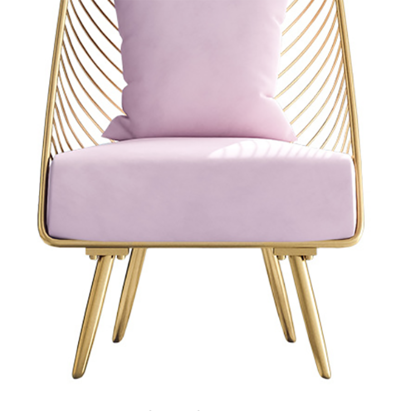 Glam Style Armless with Pillow Back Cushioned Metal Base Accent Chair