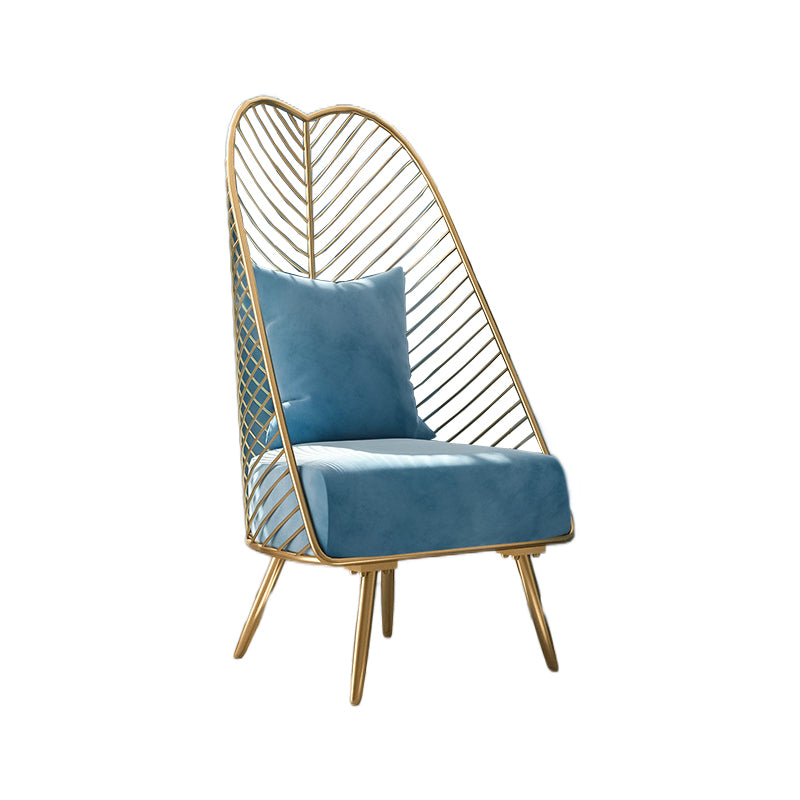 Glam Style Armless with Pillow Back Cushioned Metal Base Accent Chair