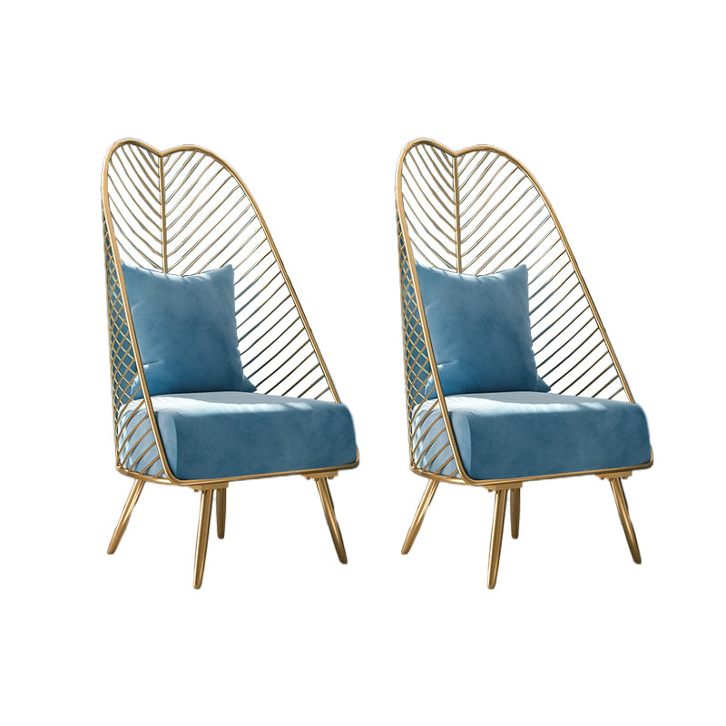 Glam Style Armless with Pillow Back Cushioned Metal Base Accent Chair