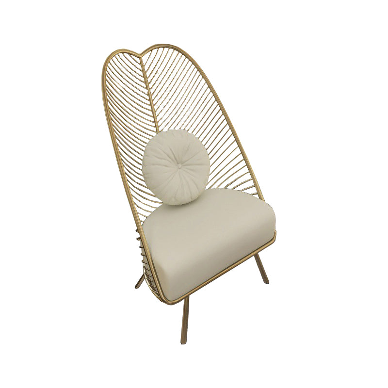 Glam Style Armless with Pillow Back Cushioned Metal Base Accent Chair