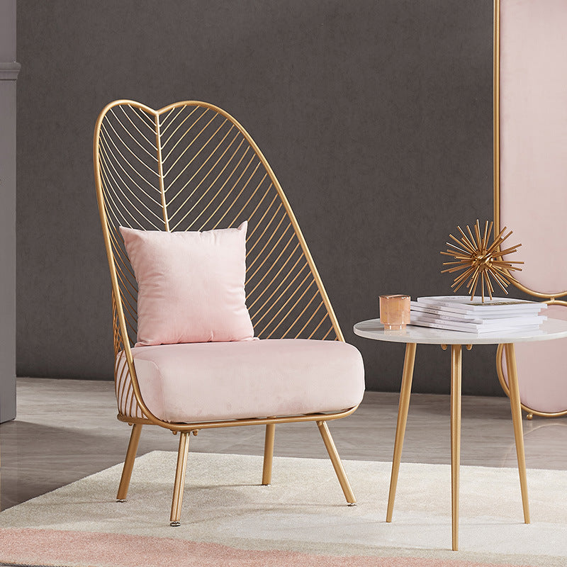 Glam Style Armless with Pillow Back Cushioned Metal Base Accent Chair