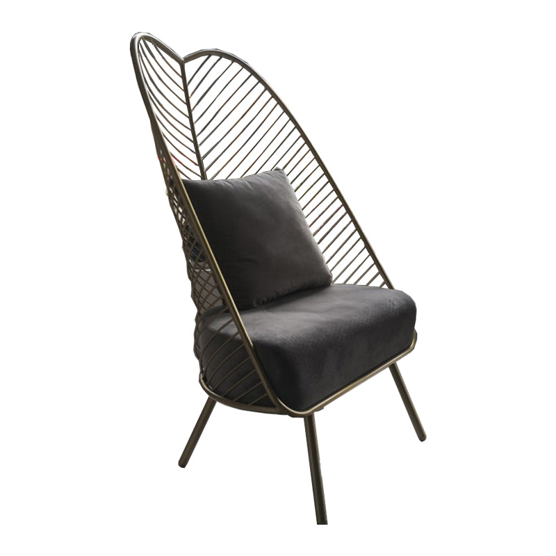 Glam Style Armless with Pillow Back Cushioned Metal Base Accent Chair