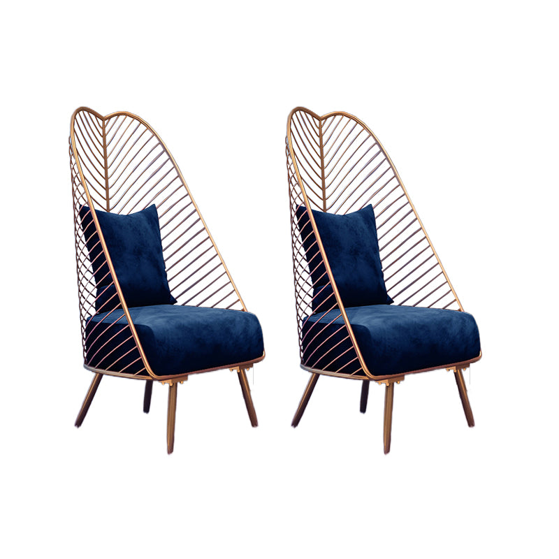 Glam Style Armless with Pillow Back Cushioned Metal Base Accent Chair