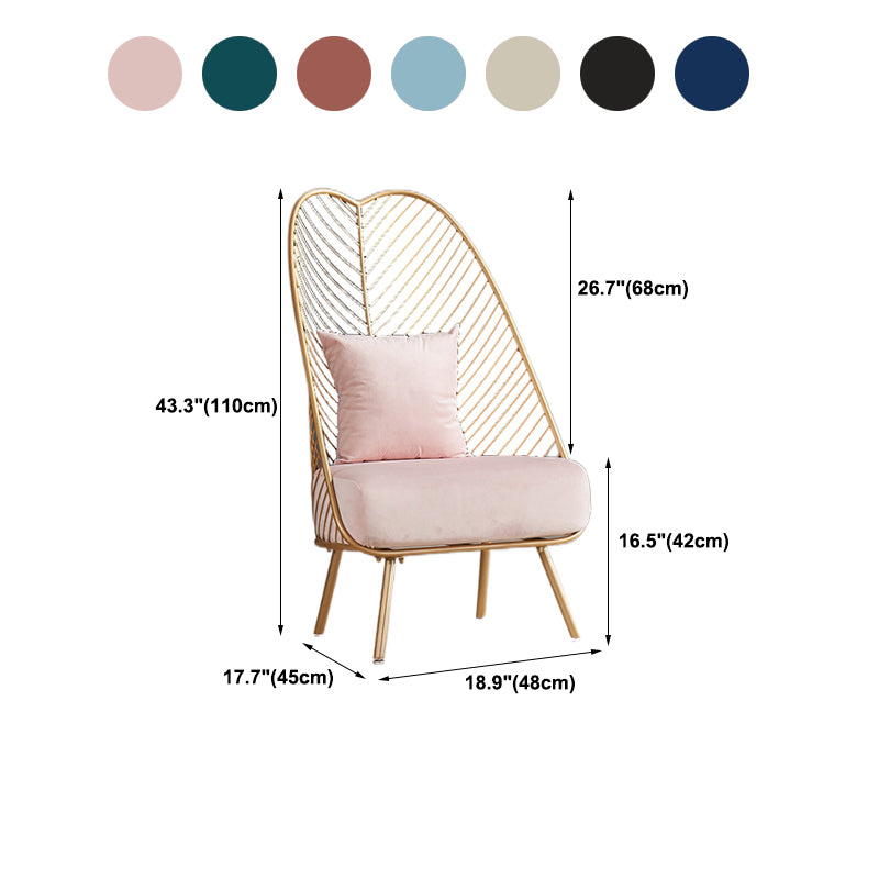 Glam Style Armless with Pillow Back Cushioned Metal Base Accent Chair