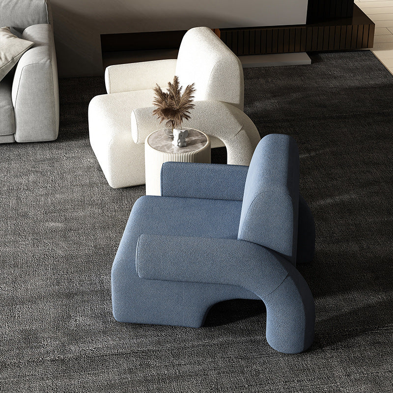 Nordic Style Fabric Armrest Cushioned Back Cushioned Arm Chair