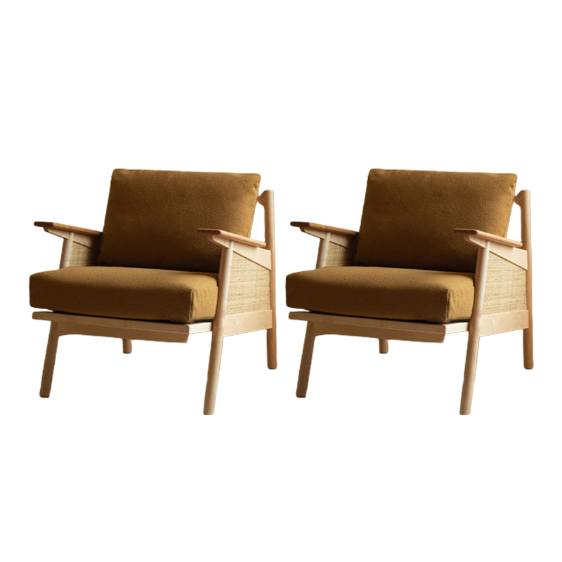 Nordic Style Wood Armrest with Pillow Back Wood Wood Color Arm Chair