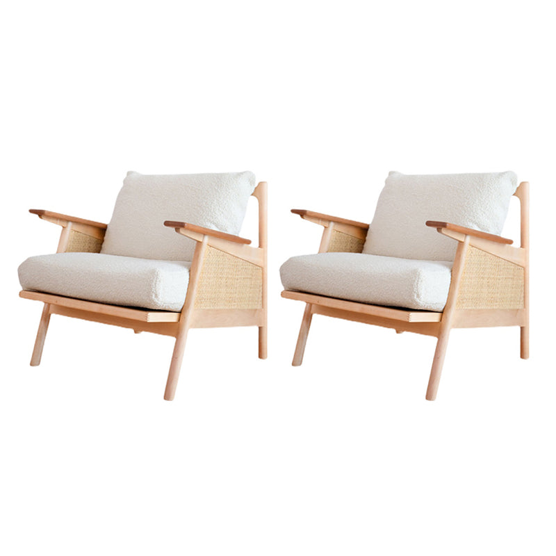 Nordic Style Wood Armrest with Pillow Back Wood Wood Color Arm Chair