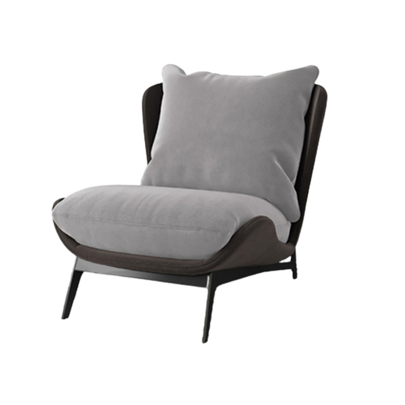 Nordic Style Armless Black Metal Upholstered Chair with Pillow Back