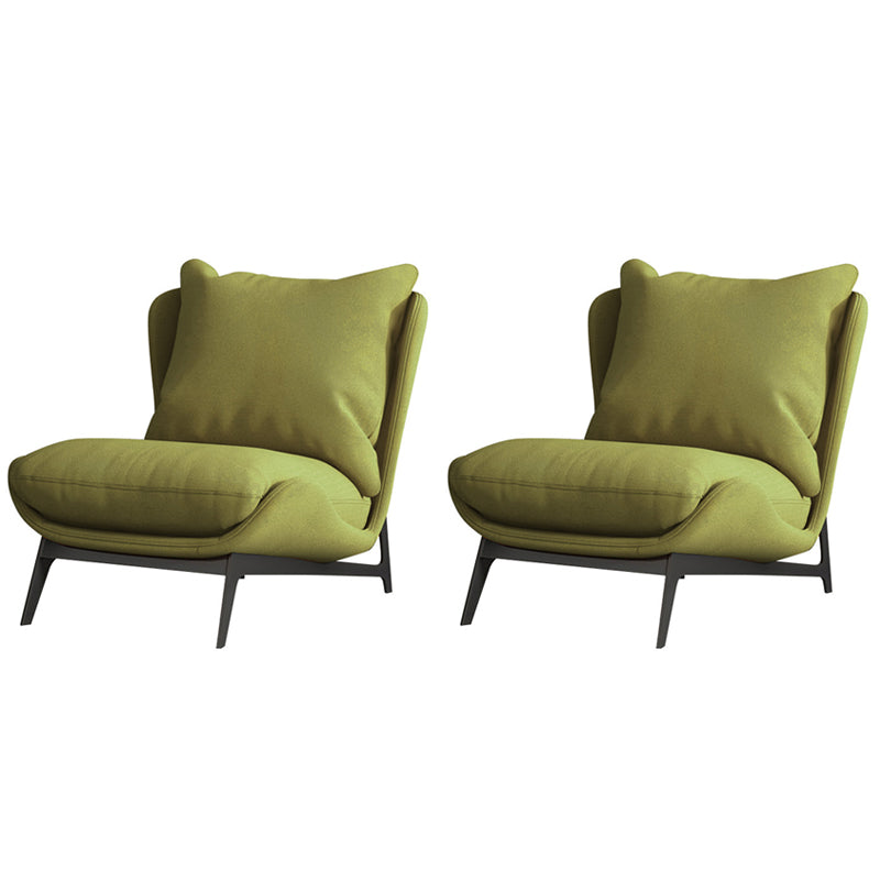 Nordic Style Armless Black Metal Upholstered Chair with Pillow Back