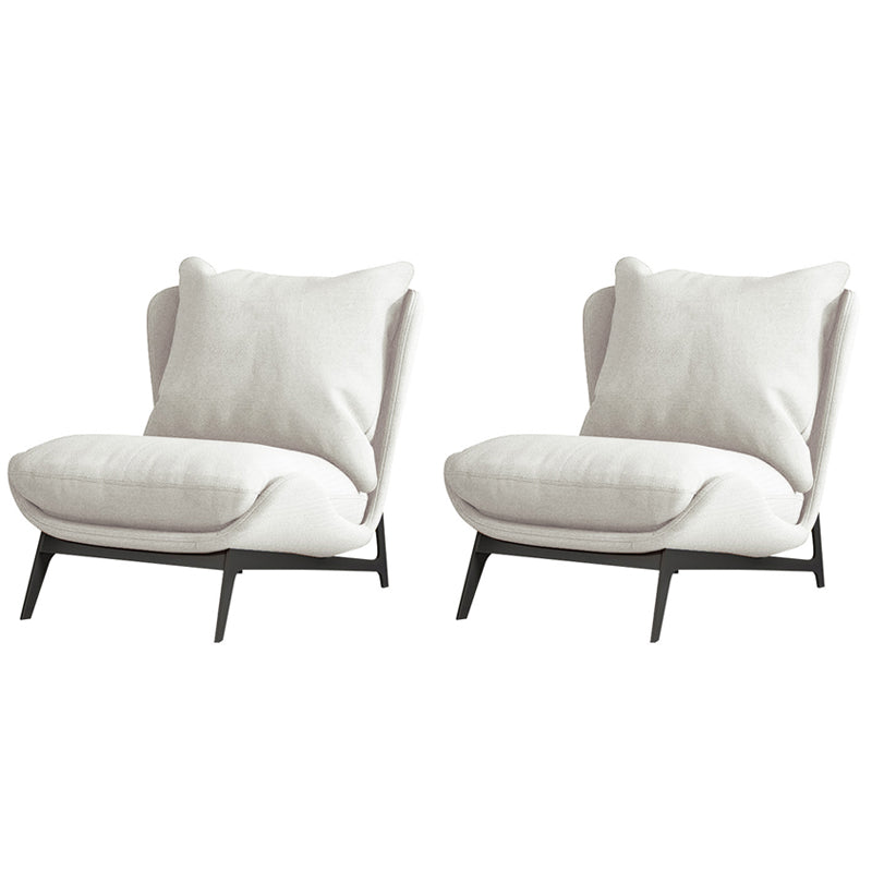 Nordic Style Armless Black Metal Upholstered Chair with Pillow Back