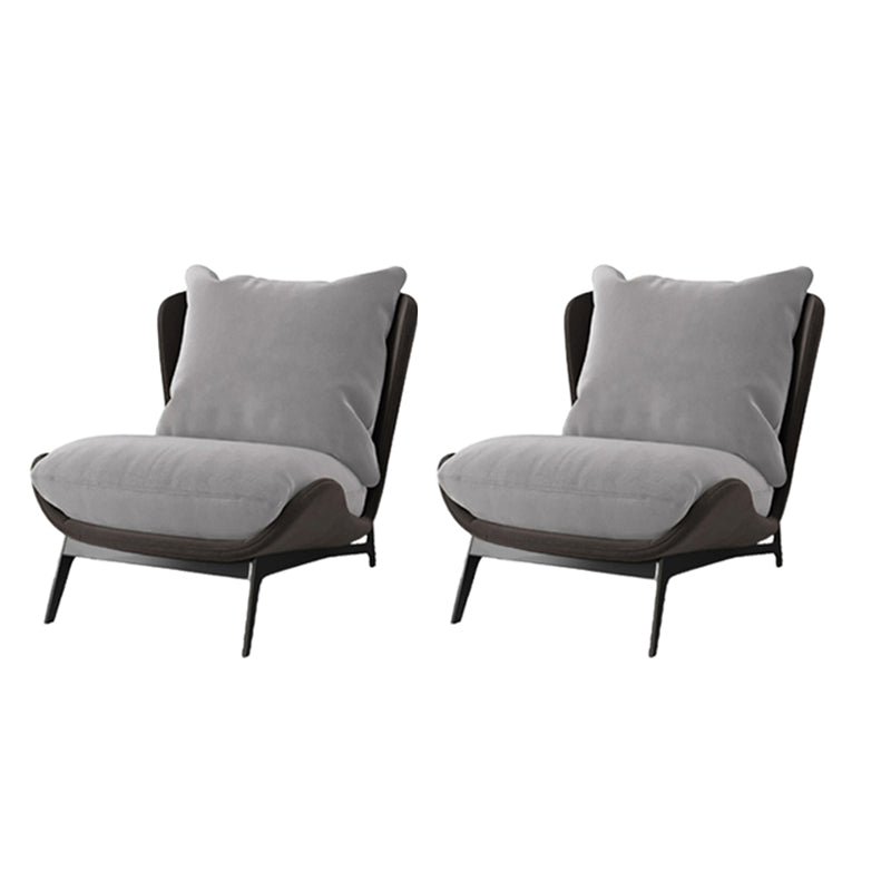 Nordic Style Armless Black Metal Upholstered Chair with Pillow Back