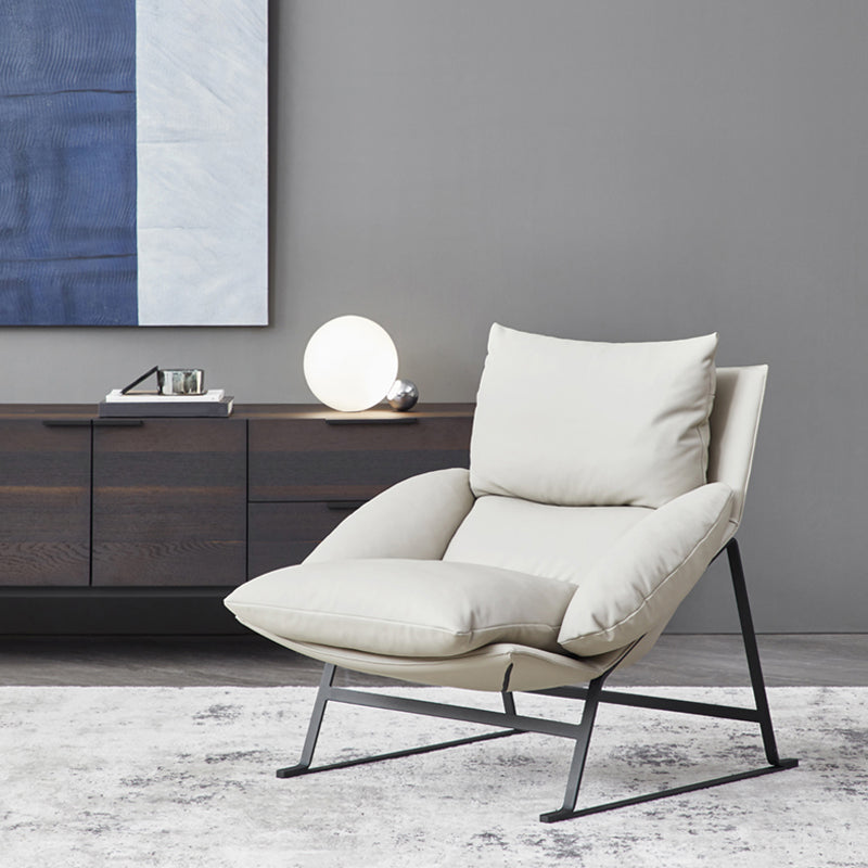 Contemporary 35.5"Wide Faux Leather Sewn Pillow Back Lounge Chair