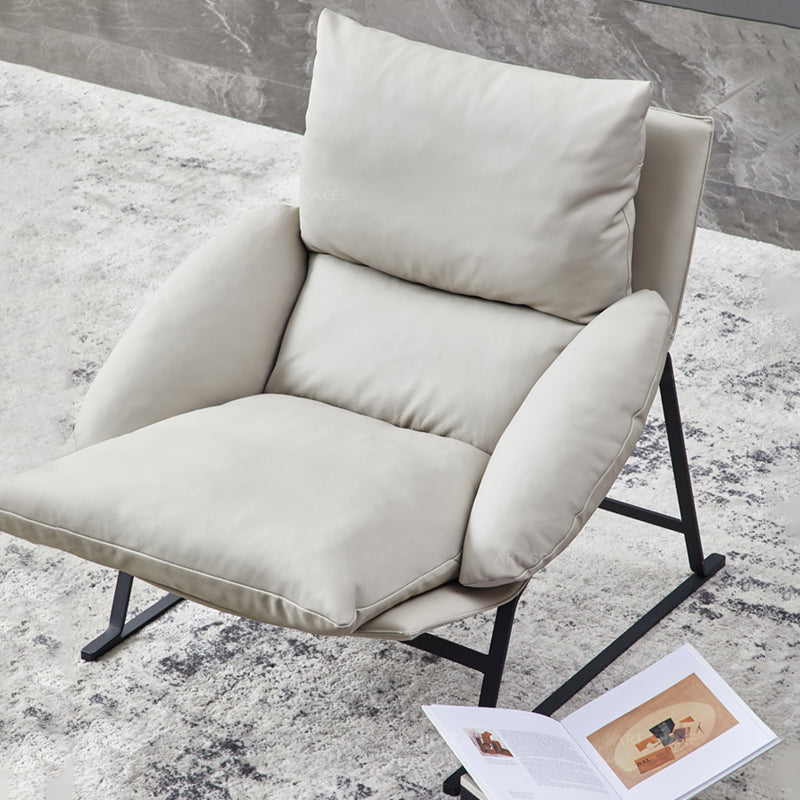 Contemporary 35.5"Wide Faux Leather Sewn Pillow Back Lounge Chair