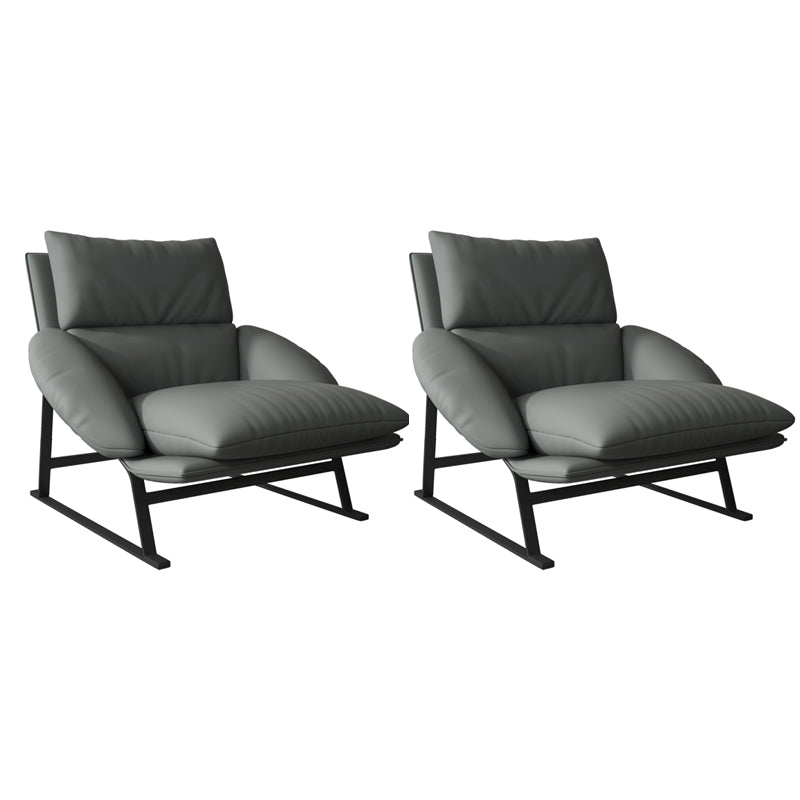 Contemporary 35.5"Wide Faux Leather Sewn Pillow Back Lounge Chair