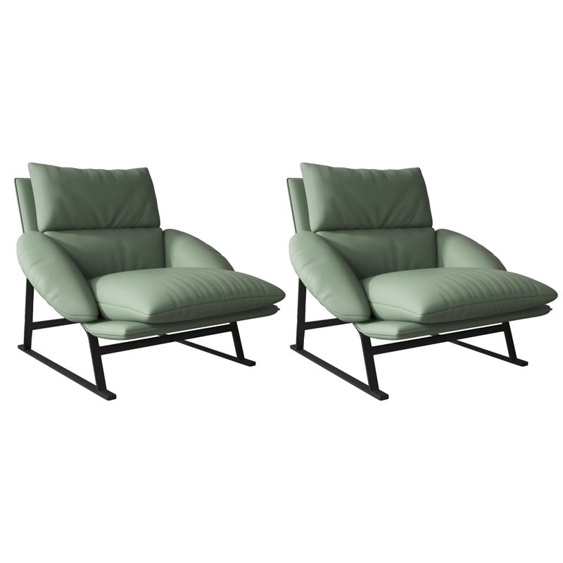 Contemporary 35.5"Wide Faux Leather Sewn Pillow Back Lounge Chair