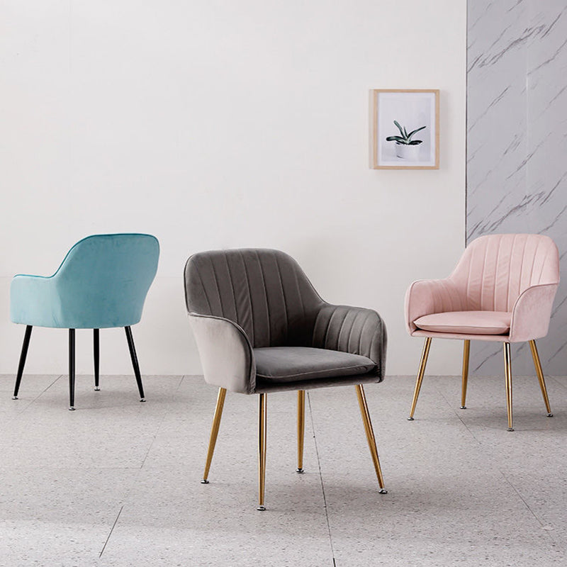 Modern Style Cloth Overturning Armrest Fixed Backrest Metal Arm Chair