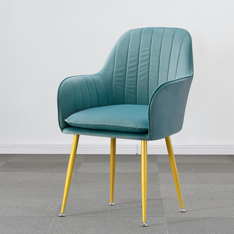 Modern Style Cloth Overturning Armrest Fixed Backrest Metal Arm Chair