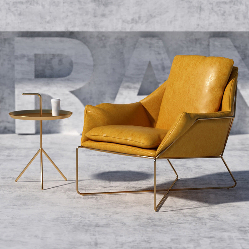 27.56" Wide Scandinavian Style Accent Armchair Cross Metal Frame Arm Chair