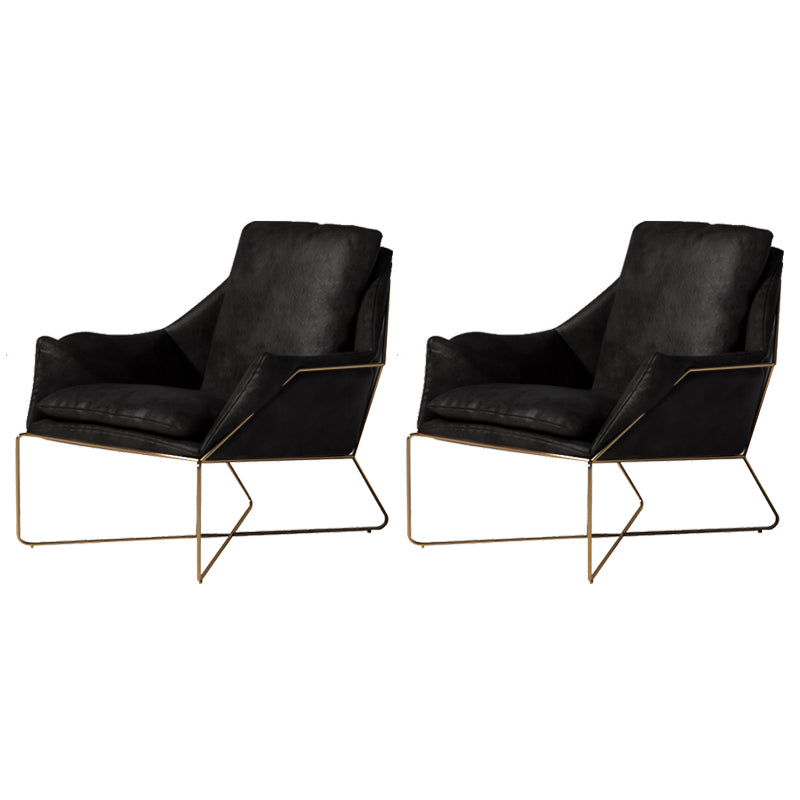 27.56" Wide Scandinavian Style Accent Armchair Cross Metal Frame Arm Chair