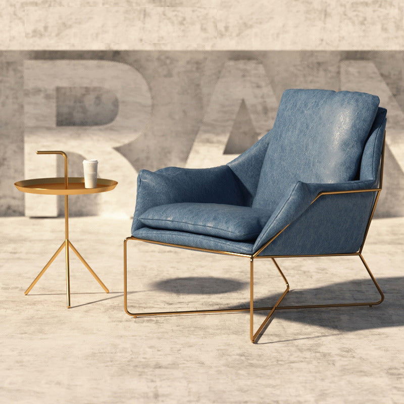 27.56" Wide Scandinavian Style Accent Armchair Cross Metal Frame Arm Chair