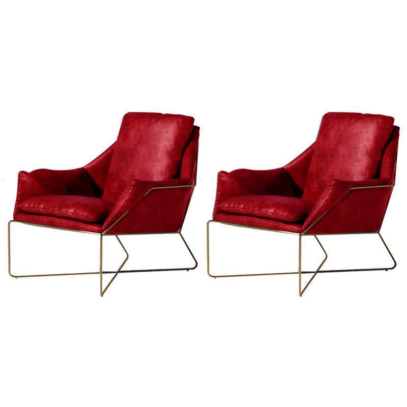 27.56" Wide Scandinavian Style Accent Armchair Cross Metal Frame Arm Chair