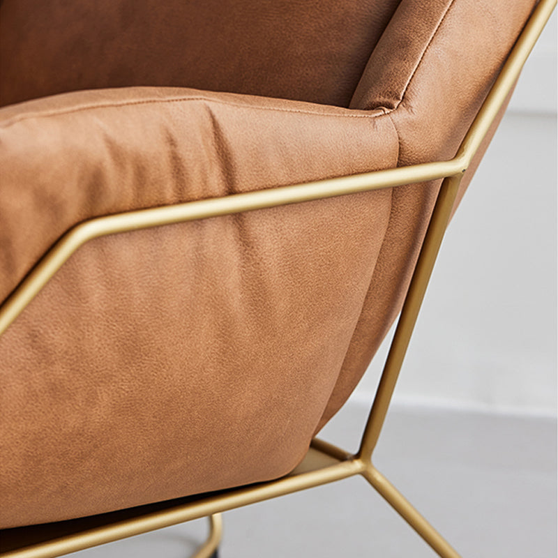 27.56" Wide Scandinavian Style Accent Armchair Cross Metal Frame Arm Chair