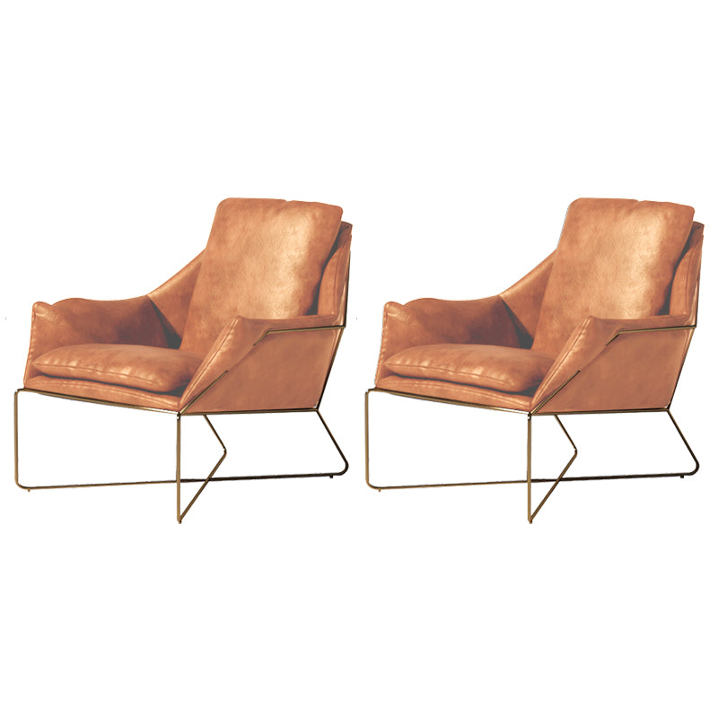 27.56" Wide Scandinavian Style Accent Armchair Cross Metal Frame Arm Chair