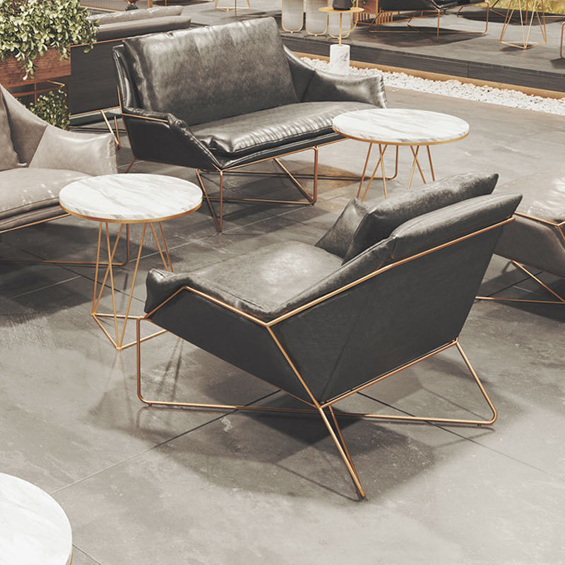 27.56" Wide Scandinavian Style Accent Armchair Cross Metal Frame Arm Chair