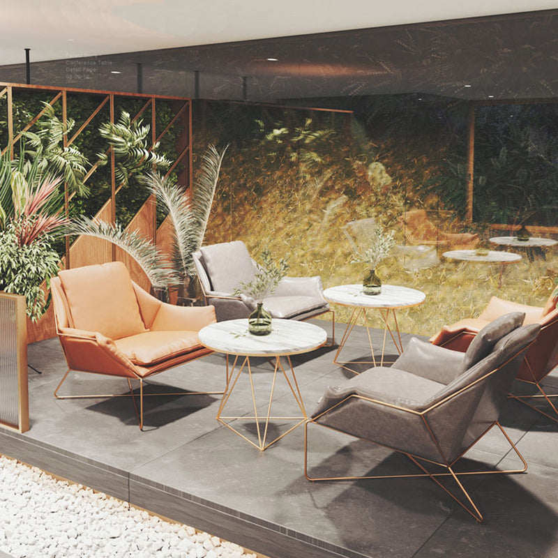 27.56" Wide Scandinavian Style Accent Armchair Cross Metal Frame Arm Chair