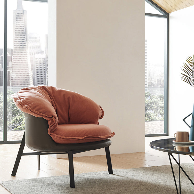 Modern Style Fabric Armrest Cushioned Against Black Arm Chair