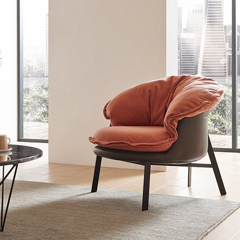 Modern Style Fabric Armrest Cushioned Against Black Arm Chair