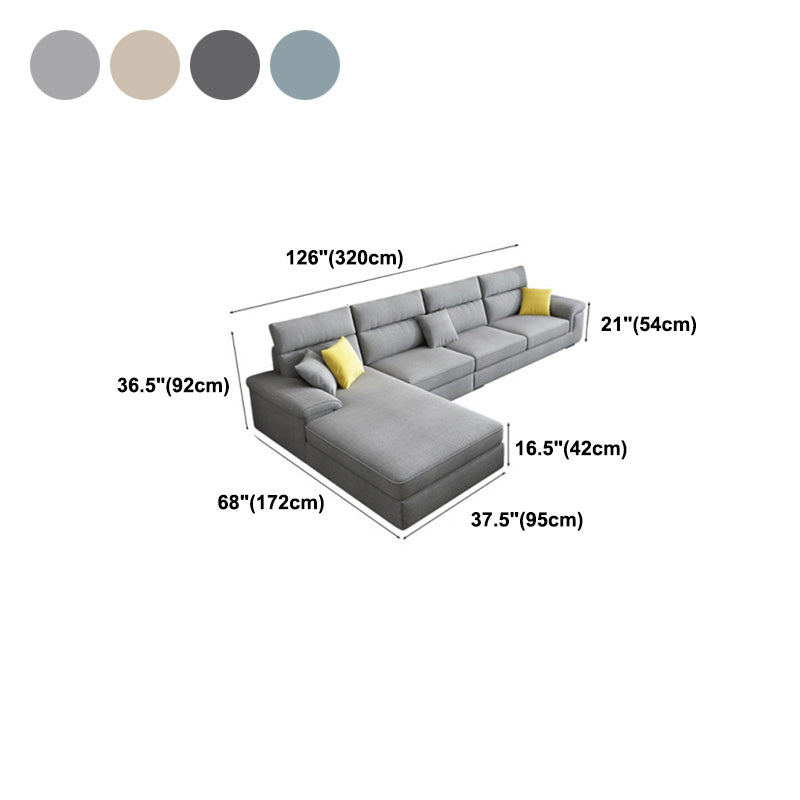 Contemporary 4-seater Fabric Sectional 125.98" W Pillow Top Arm