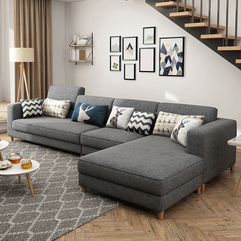 129.92" L Linen Washable Sectional Square Arm Sectional for Living Room