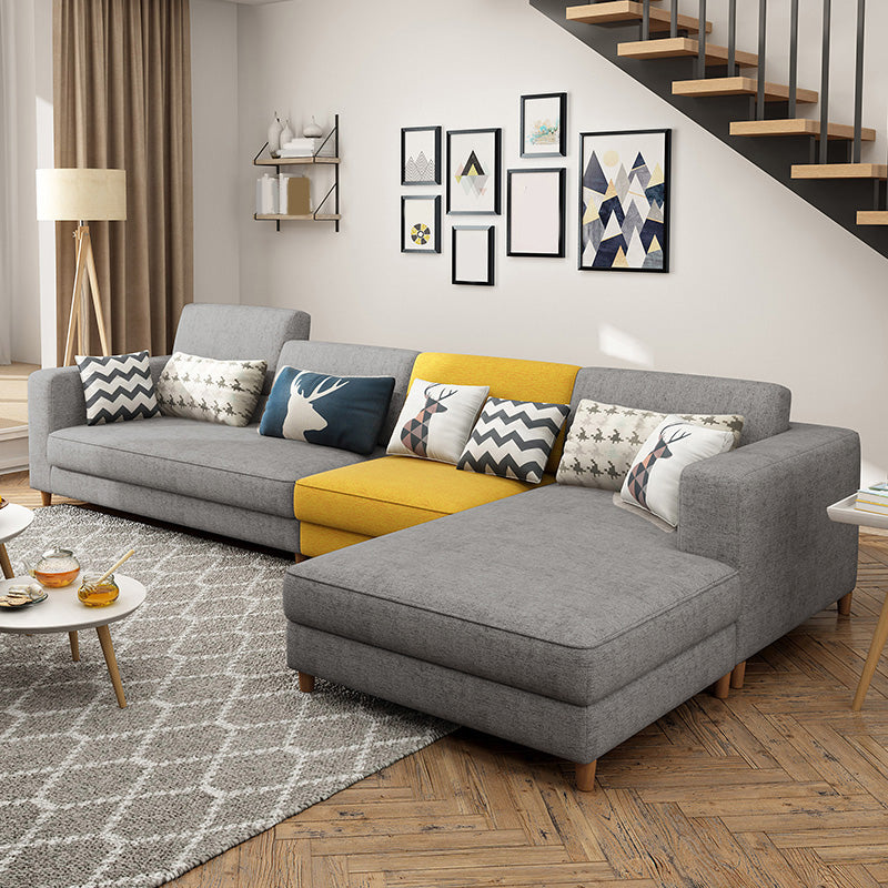 129.92" L Linen Washable Sectional Square Arm Sectional for Living Room