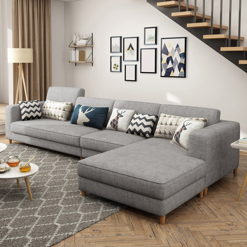 129.92" L Linen Washable Sectional Square Arm Sectional for Living Room