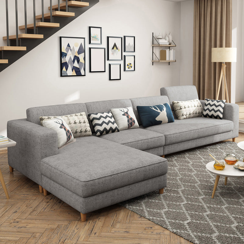 129.92" L Linen Washable Sectional Square Arm Sectional for Living Room