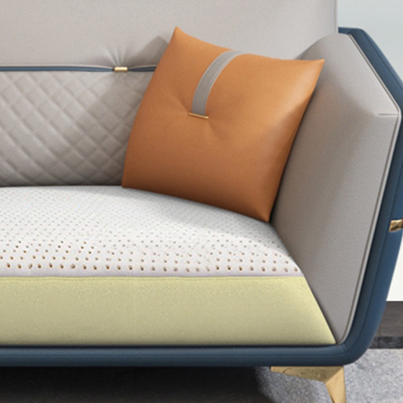 Contemporary Stain-Resistant Genuine Leather Square Arm Sofa & Chaise