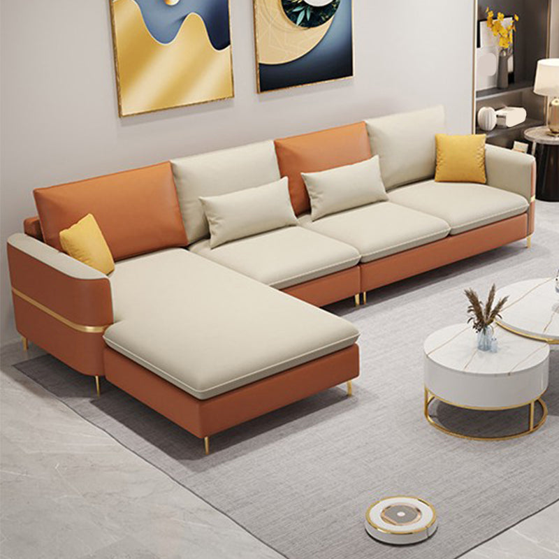 106.29" L Faux Leather Sectional Stain-Resistant Square Arm Sectional