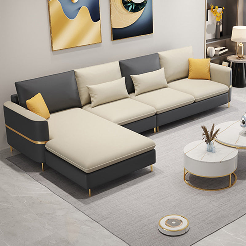 106.29" L Faux Leather Sectional Stain-Resistant Square Arm Sectional