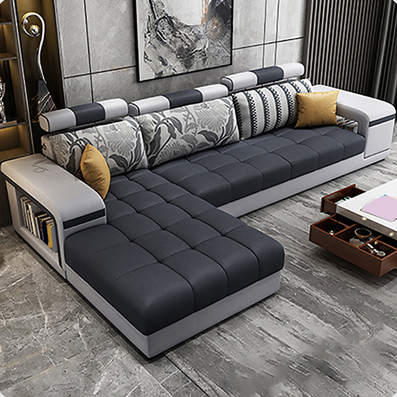 Contemporary Square Arm Stain-Resistant Slipcovered Storage Sofa
