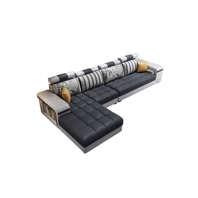 Contemporary Square Arm Stain-Resistant Slipcovered Storage Sofa