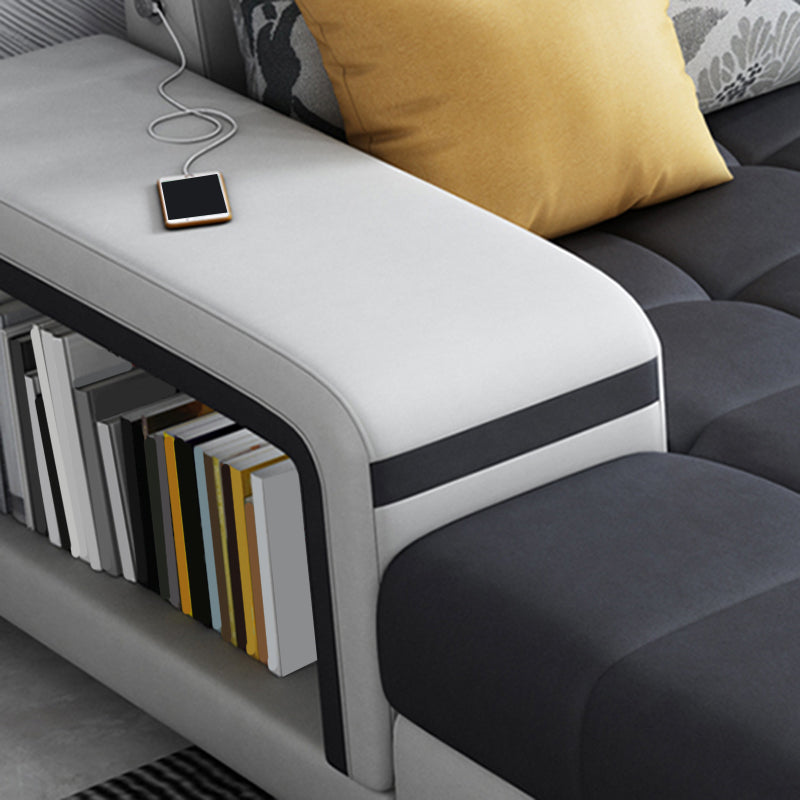 Contemporary Square Arm Stain-Resistant Slipcovered Storage Sofa