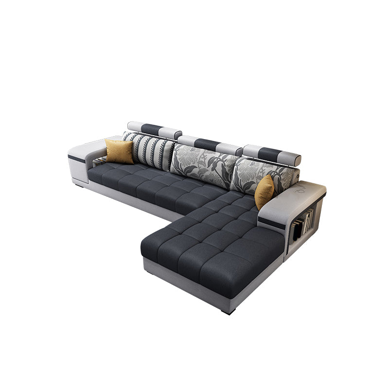 Contemporary Square Arm Stain-Resistant Slipcovered Storage Sofa