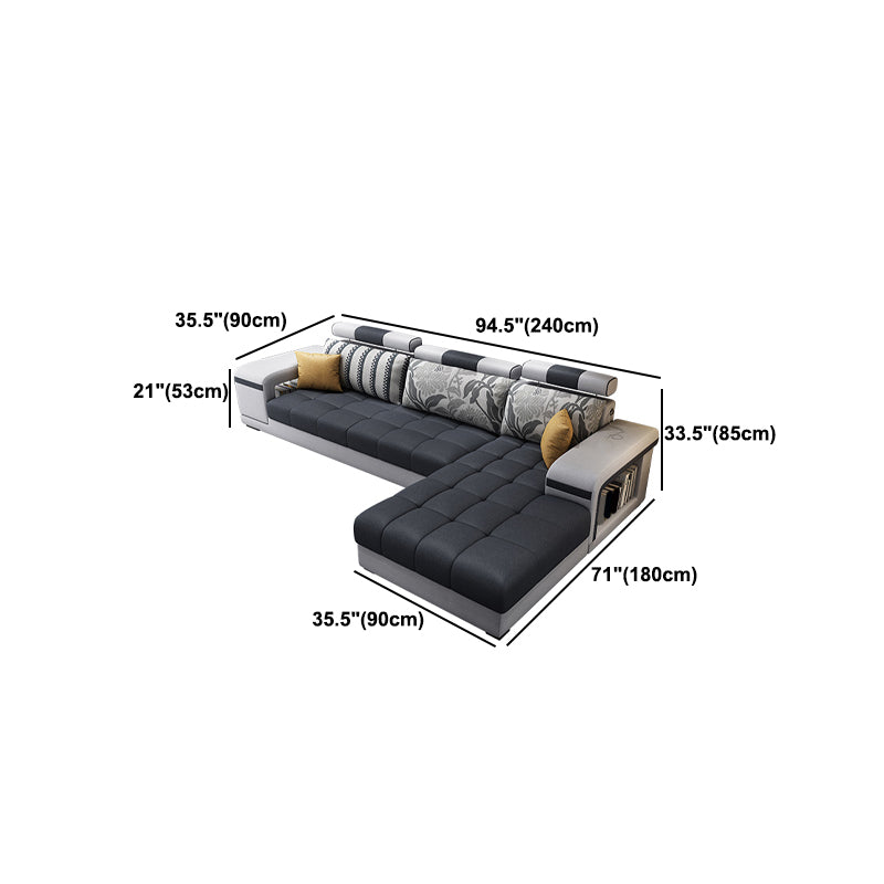 Contemporary Square Arm Stain-Resistant Slipcovered Storage Sofa