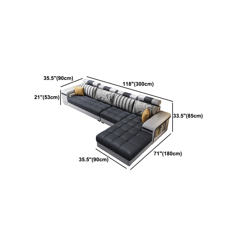 Contemporary Square Arm Stain-Resistant Slipcovered Storage Sofa