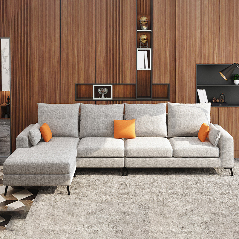33.46" Tall Modern Linen Sectional/Sofa with Pillowed Back Cushions