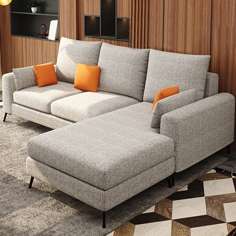 33.46" Tall Modern Linen Sectional/Sofa with Pillowed Back Cushions