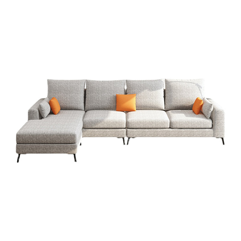 33.46" Tall Modern Linen Sectional/Sofa with Pillowed Back Cushions